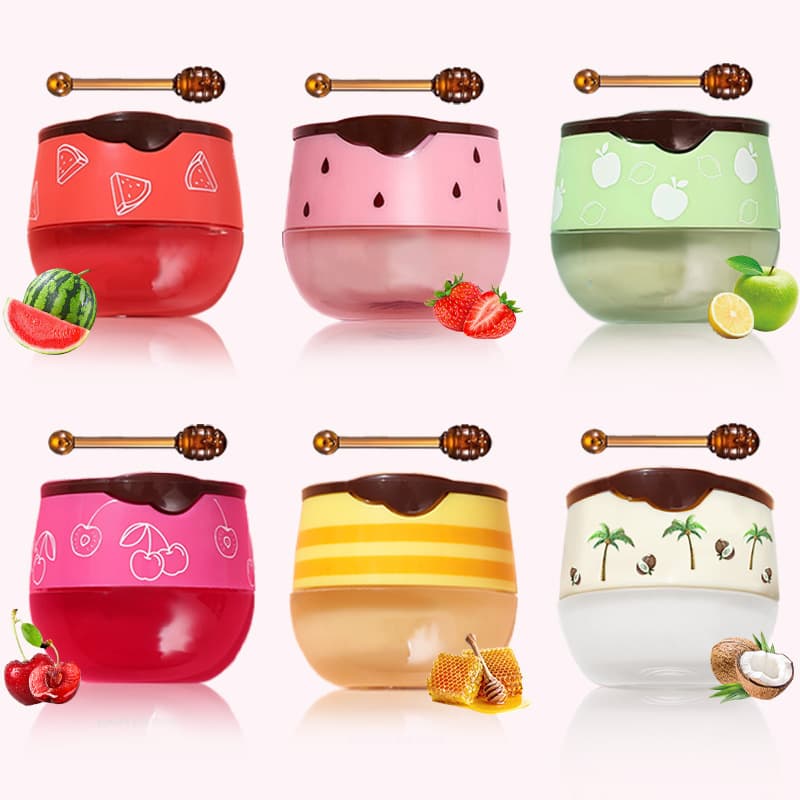 Cross-border trade no-logo bestseller strawberry honey moisturizing, reducing lip lines, lip mask hydrating and exfoliating lip balm