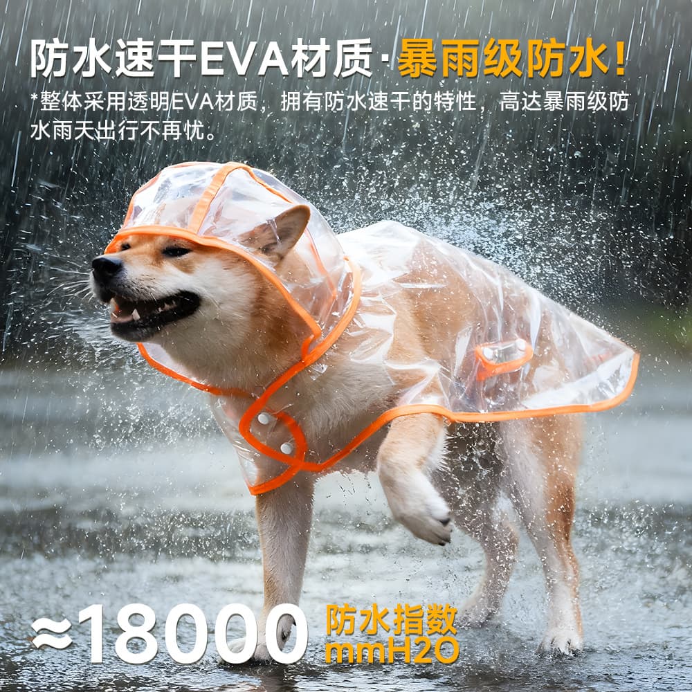 Raincoat for dogs, kittens, puppies, Corgis, small dogs, Shiba Inus, and medium-sized dogs; transparent and waterproof.