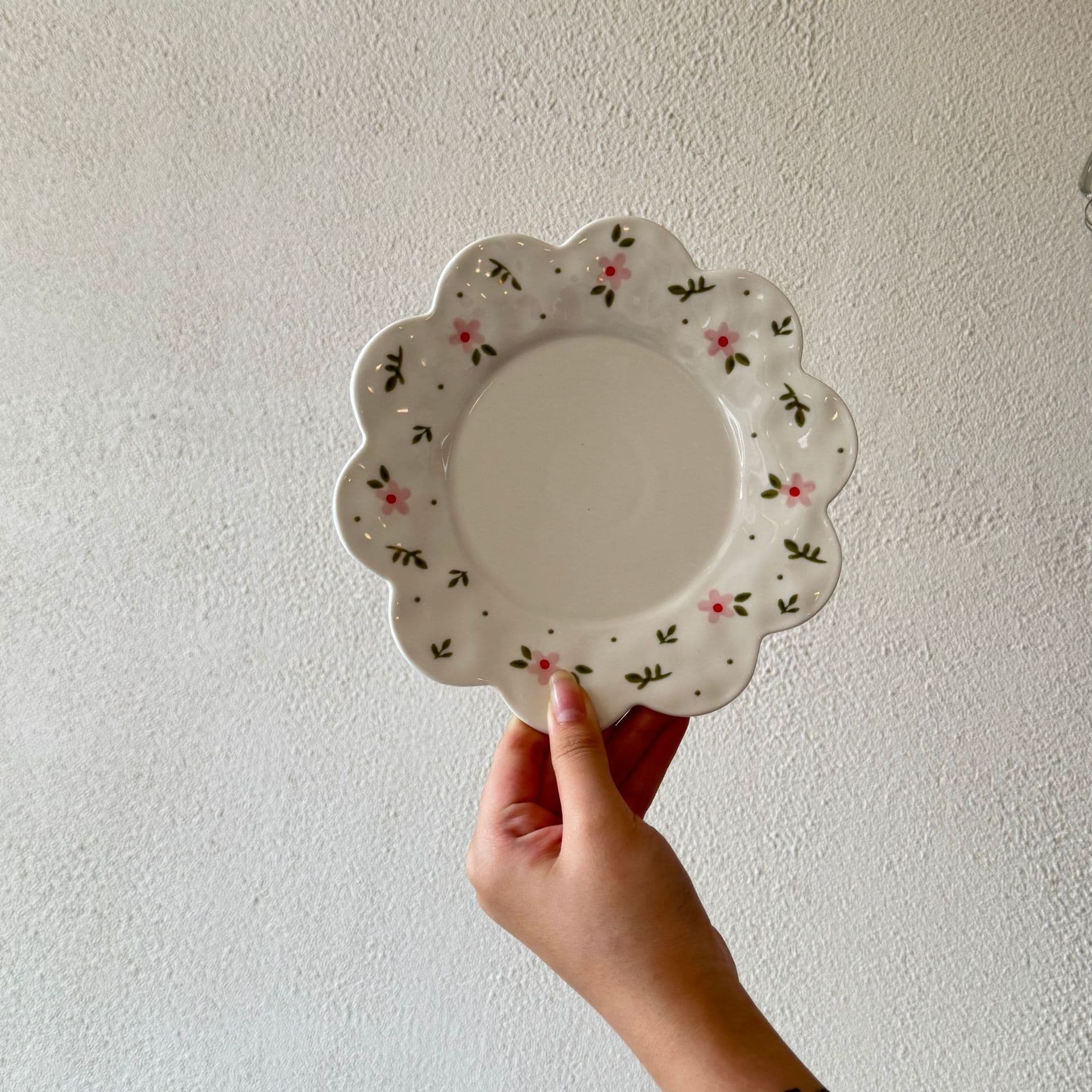 Korean Style Cute Floral Plate, Dessert Plate, Cake Plate, Fruit Salad Plate, Ceramic Plate, Dessert Dish, Afternoon Tea Dish