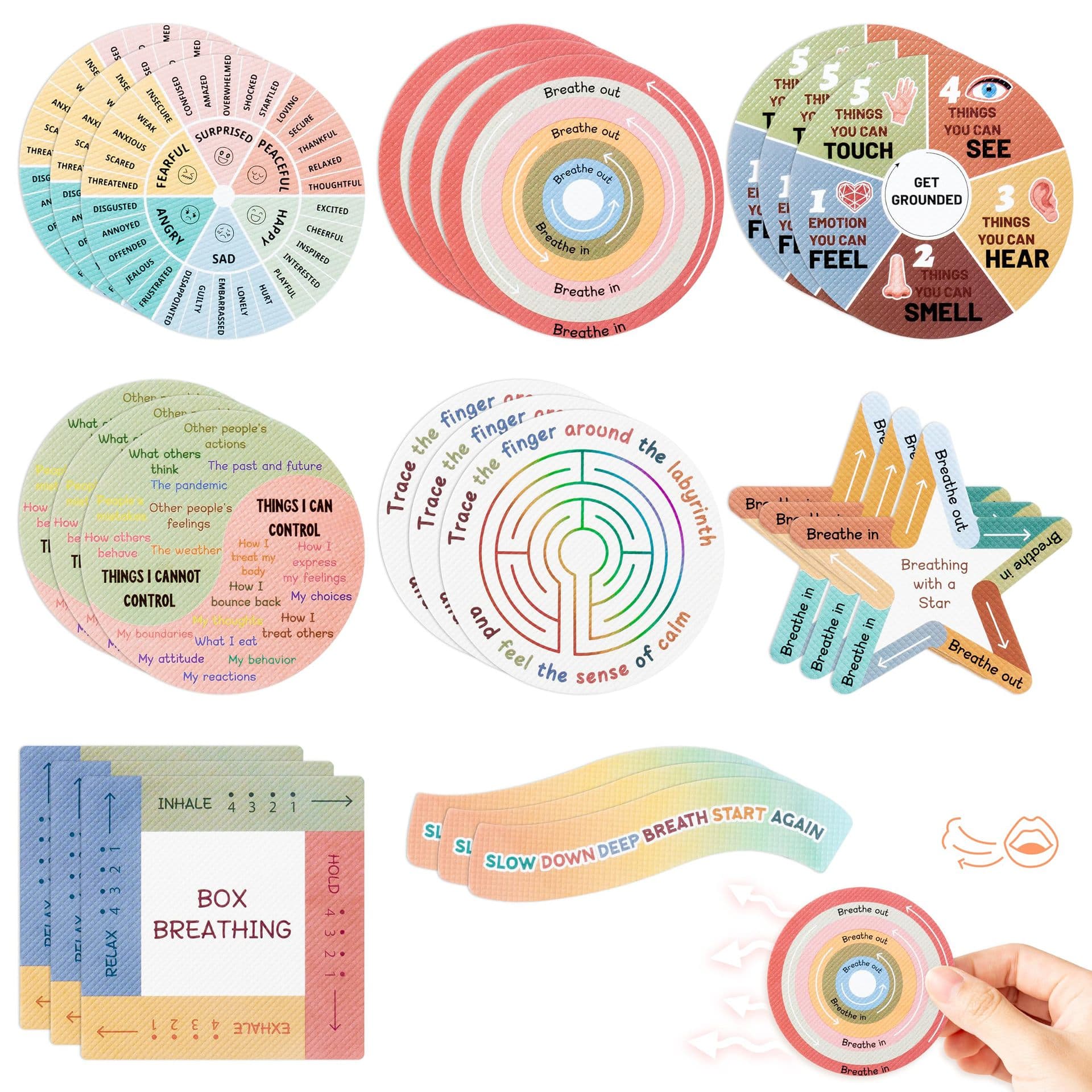 8-pack of stress-reducing student anxiety sensory stickers calming strip texture stickers adult sensory items calming stickers