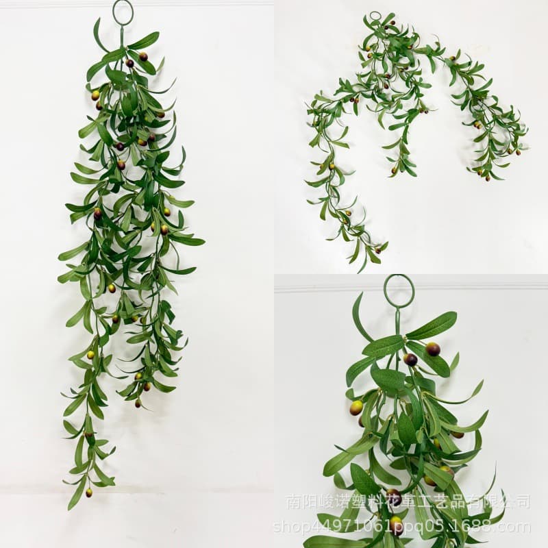 Artificial Olive Leaf Hanging Vine for Bedroom Kitchen Wall Decoration, Faux Greenery for Wedding Party Living Room Decor