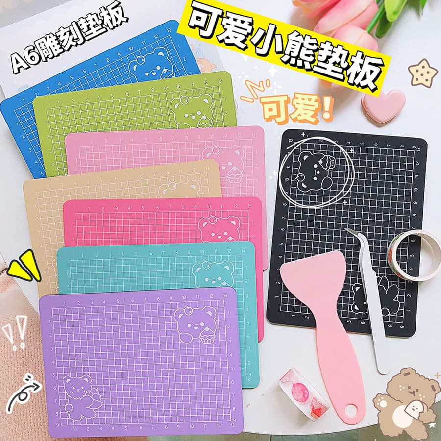 Journal Cutting Mat Craft Knife Board, Desktop Anti-Cut Pad A6 for Scrapbooking Tools with Measurement Scale