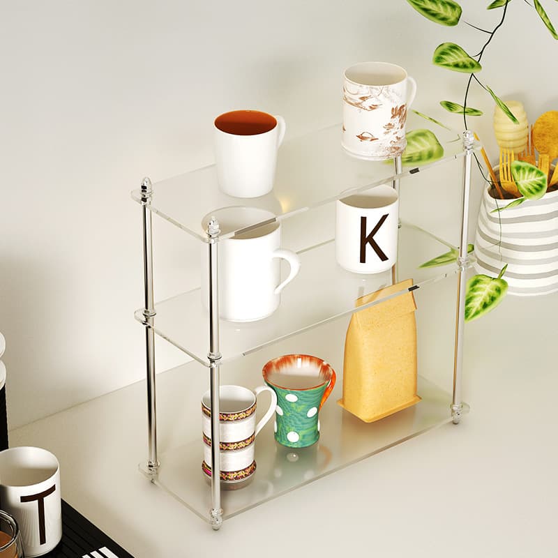 Cup storage rack, desktop cabinet drawer type, for water bottles, mugs, glass coffee cups, and tea cups.
