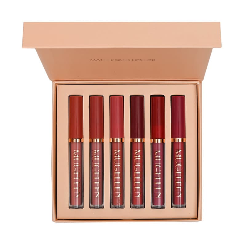 MUGE LEEN Cross-Border Non-Stick Cup Lip Glaze Set Velvet Matte 6-Piece Liquid Lipstick European and American Makeup