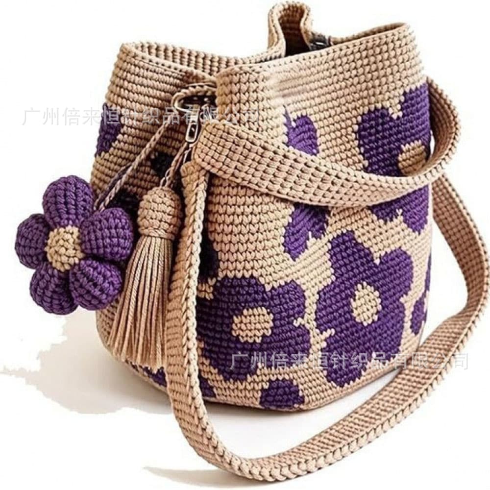 New Cross-Border Handmade Crochet Flower Tote Bag