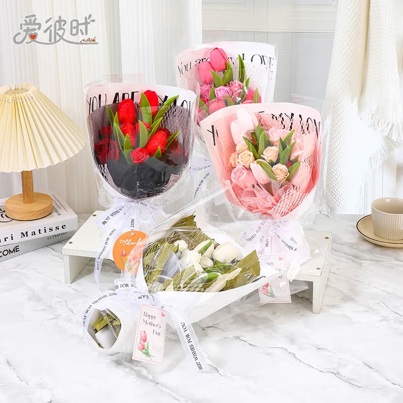 Tulip Bouquet Soap Flower Graduation Season Gaokao Bouquet Teacher's Day Gift Rose Soap Flower Cross-border