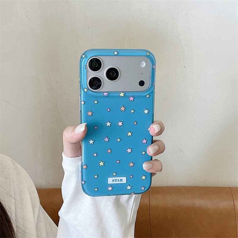 Blue full screen yellow stars suitable for Apple 17promax mobile phone case new iPhone16 protective cover 15
