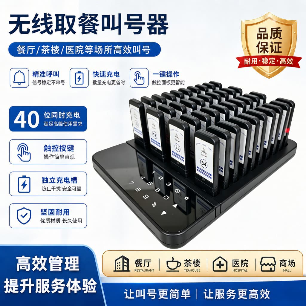 Wireless Food Pager Restaurant Coffee Shop Vibration Puck Caller Food Caller Queue Number Pager