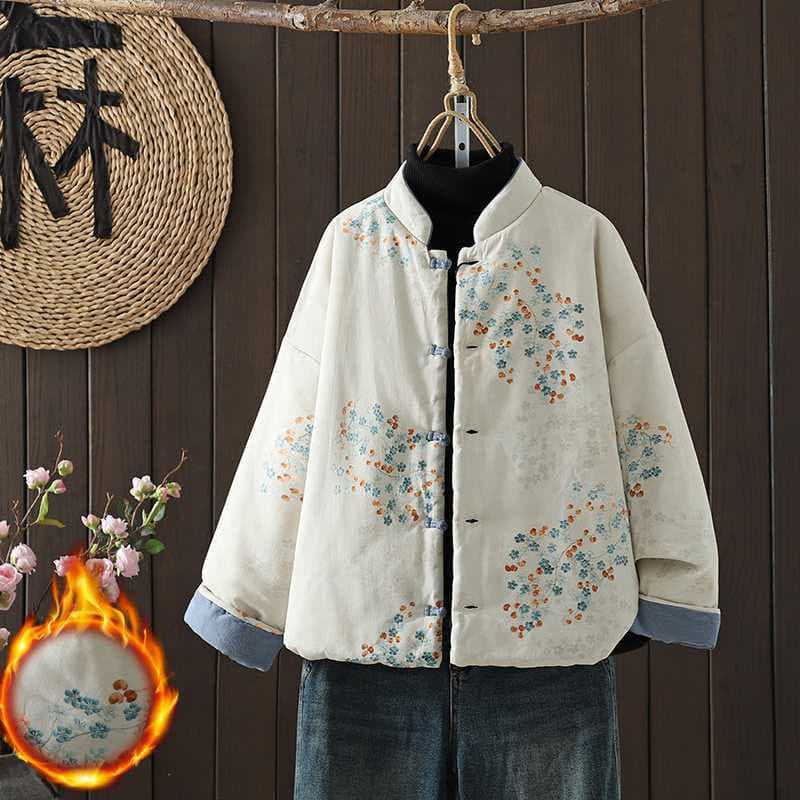 Real Shot New Chinese Retro Cotton Coat Stand Collar Modified Tang Suit Youth Style Cotton Jacket Padded Linen