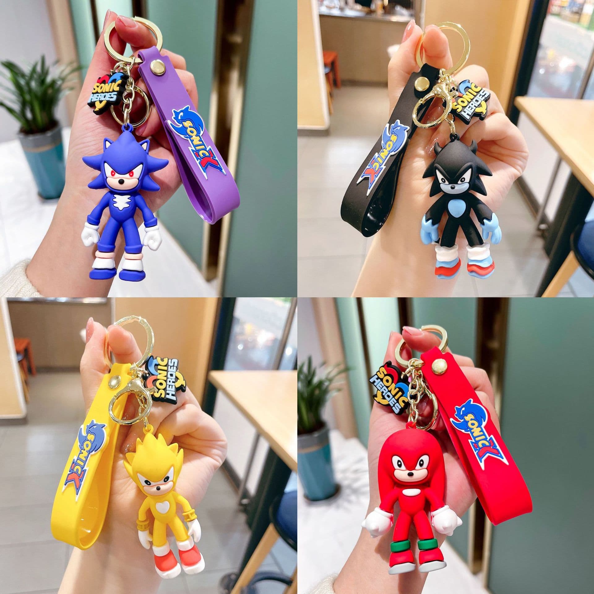 Creative Sonic the Hedgehog Keychain Anime Cartoon PVC Figure Car Keychain Unisex Pendant