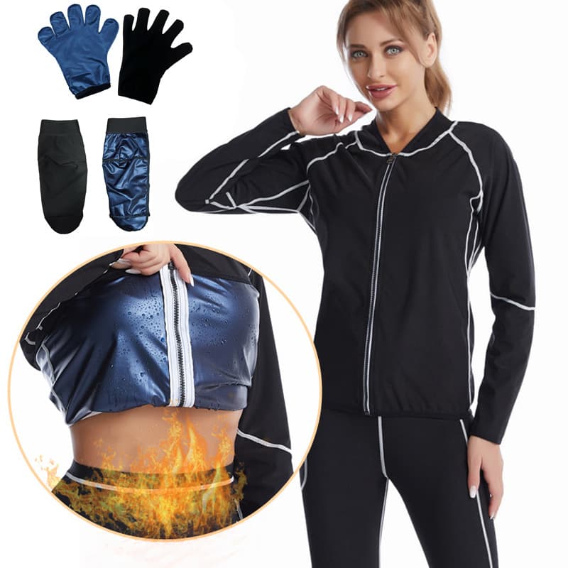 Cross-border Europe and America Sweat Suit Women's Running Sauna Fitness Set Yoga Waist Training Plus Size Shapewear