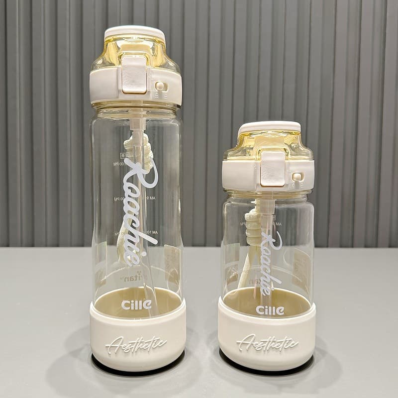 Xi Le Water Bottle Large Capacity Sports Cup for Students Men Women Summer Tritan Straw Cup Portable Travel Mug