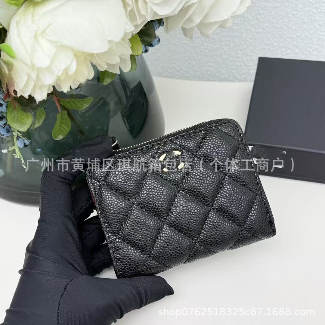 Classic Mini Diamond Grid Leather Card Holder Wallet Multi-Function Small Wallet Document Bag Coin Purse Unisex Casual Travel