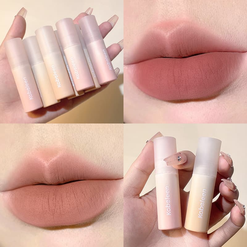 Kobeleen Velvet Matte Lip Glaze Long-lasting Color Stay Student Friendly Non-stick Cup Nude Lip Glaze Waterproof Princess Series