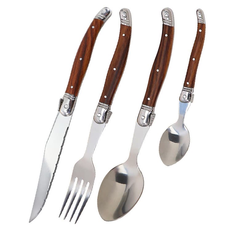 Jinhaiyue Overlay Wood Grain Handle Plate Steak Knife and Fork Spoon Dining Knife Western Restaurant Steak Knife