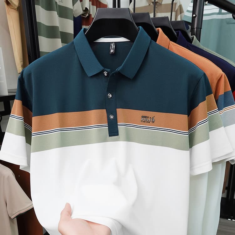 Summer men's pure cotton short-sleeved T-shirt lapel daddy POLO shirt middle-aged men's cotton T-shirt thin section T-shirt for men