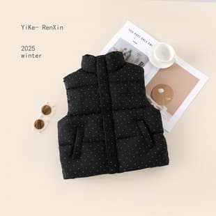 2025 Children's Autumn/Winter New Warm Fleece Cotton Vest for Girls, Thickened Stand Collar Toddler Vest