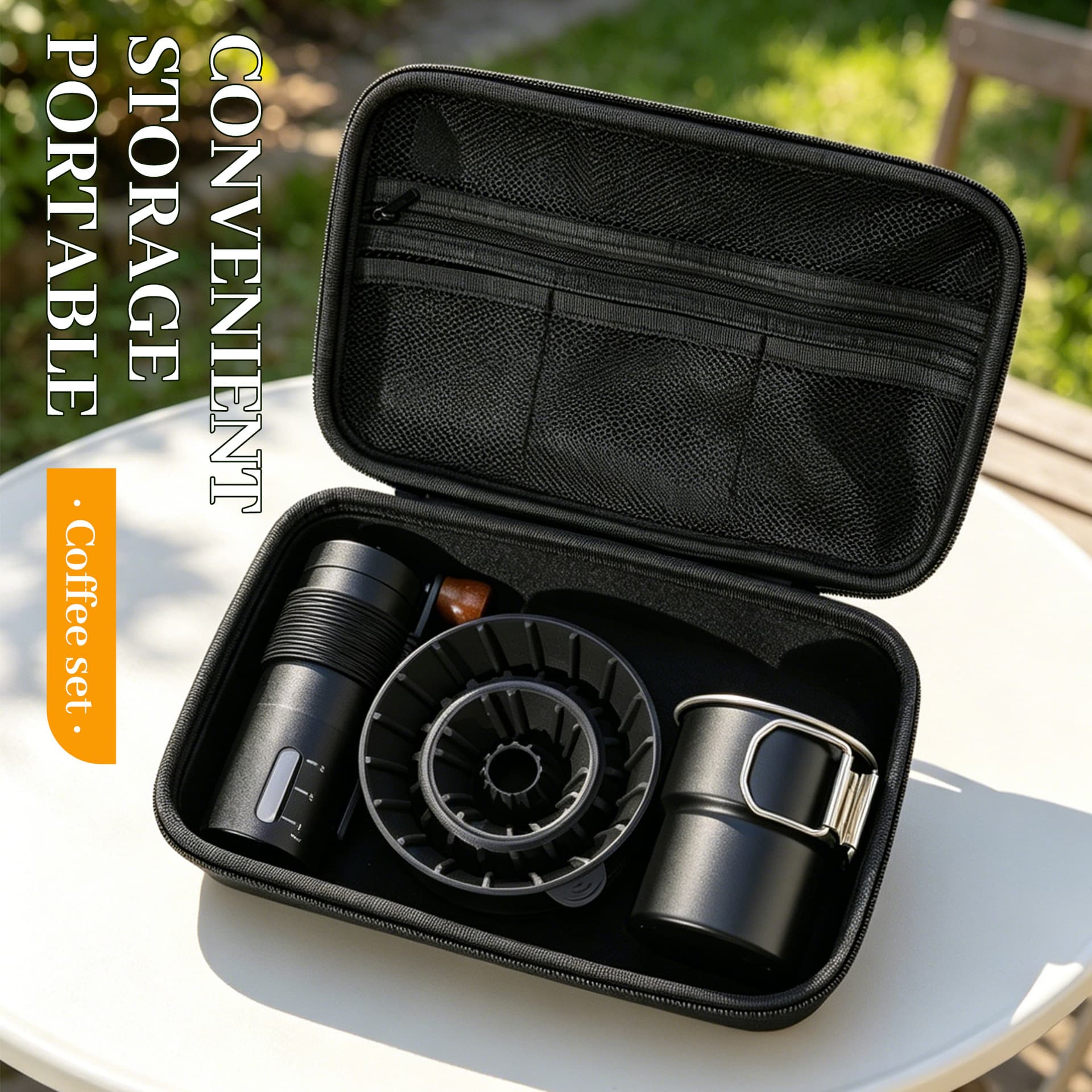 Outdoor Pour-Over Coffee Gift Box Set Complete Coffee Pot Hand Coffee Maker Grinder Tool Holiday Gift Activity