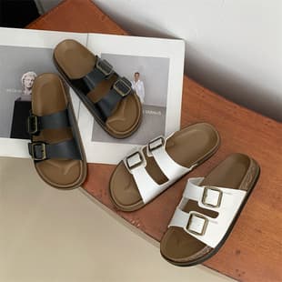 Global Genuine Leather Birkenstock Sandals for Women Summer Outdoor Soft Sole 2026 New Casual Lazy Half Slippers