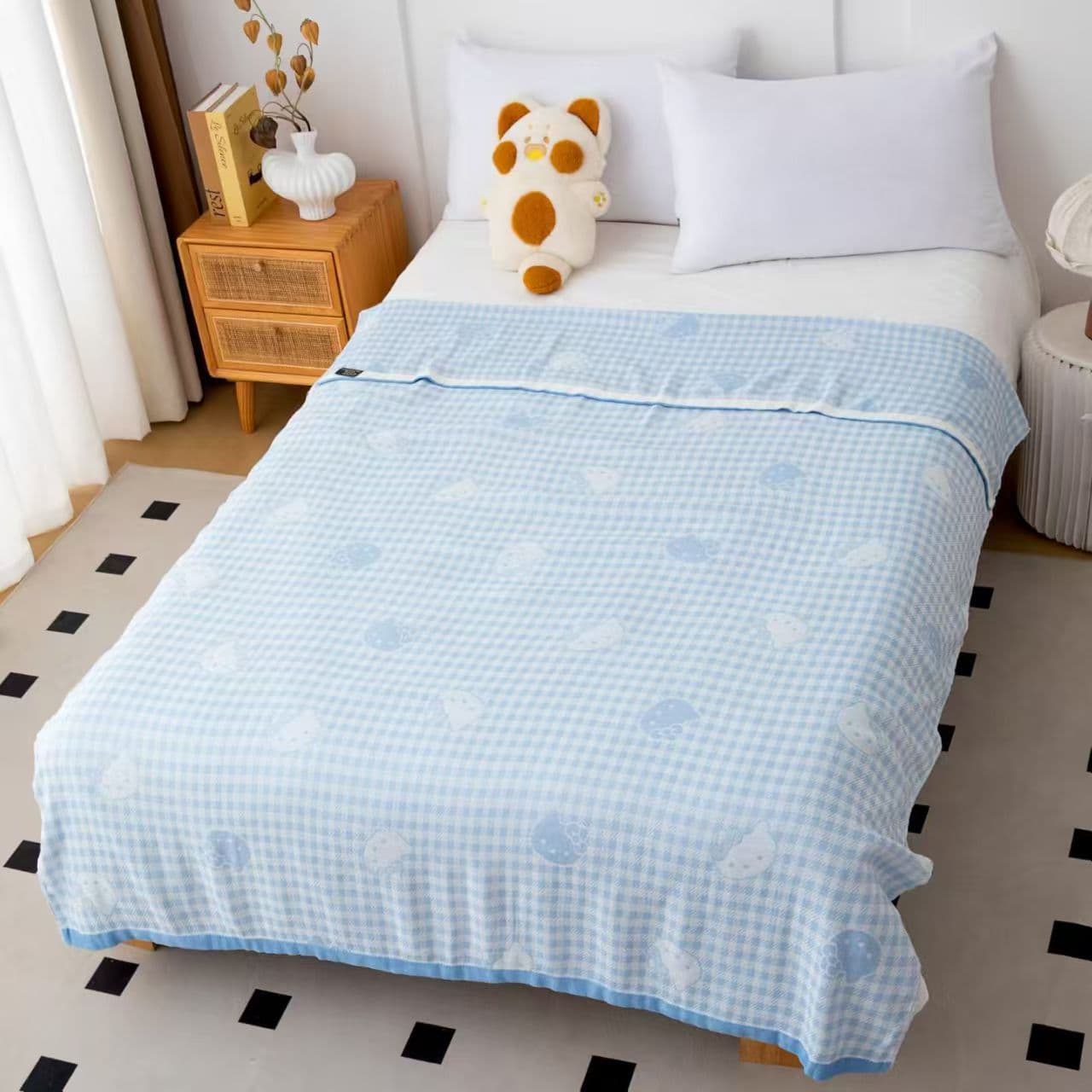 Bamboo fiber cooling blanket summer ice silk cooling live broadcast gauze cover blanket summer cooling nap air conditioner thin blanket on behalf of