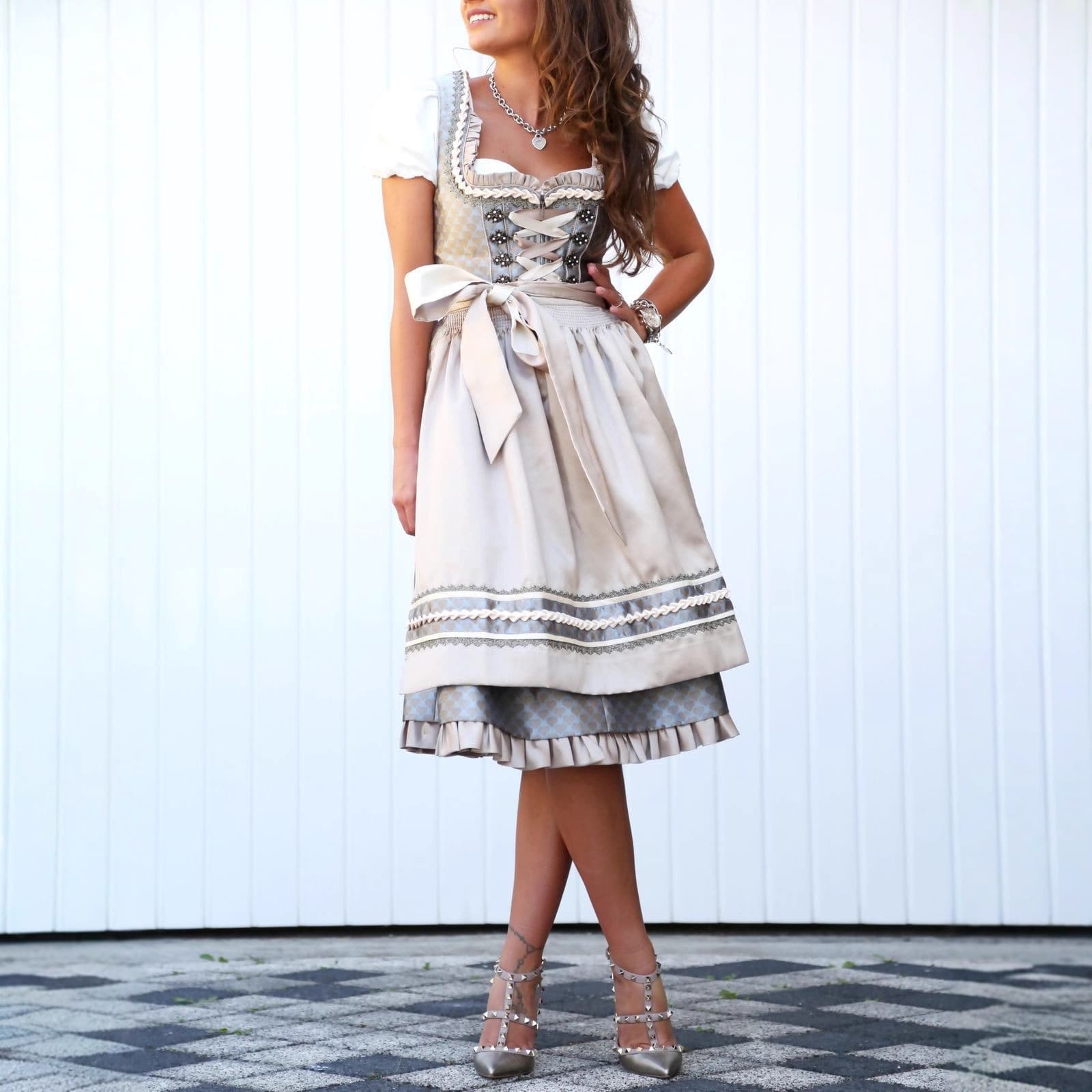 Plus Size German Munich Oktoberfest Maid Costume Short Sleeve Printed Beer Dress Stage Performance Outfit for Women