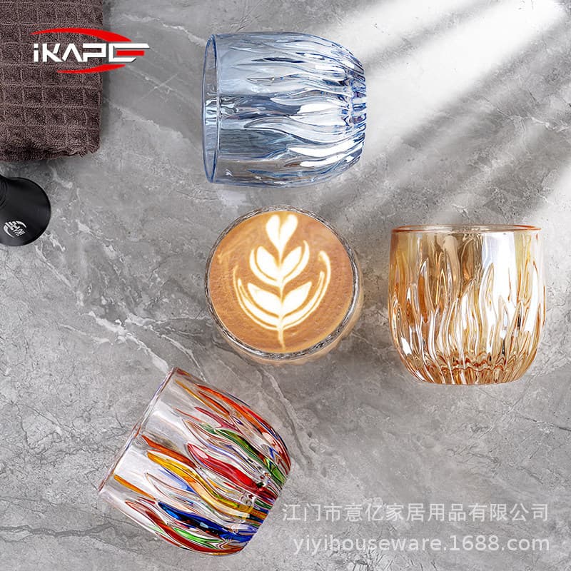 Flaming Coffee Cup, American Dirty Coffee Cup, Ins Glass Cup, Australian White Coffee Cup, Latte Cup, Anti-Scald