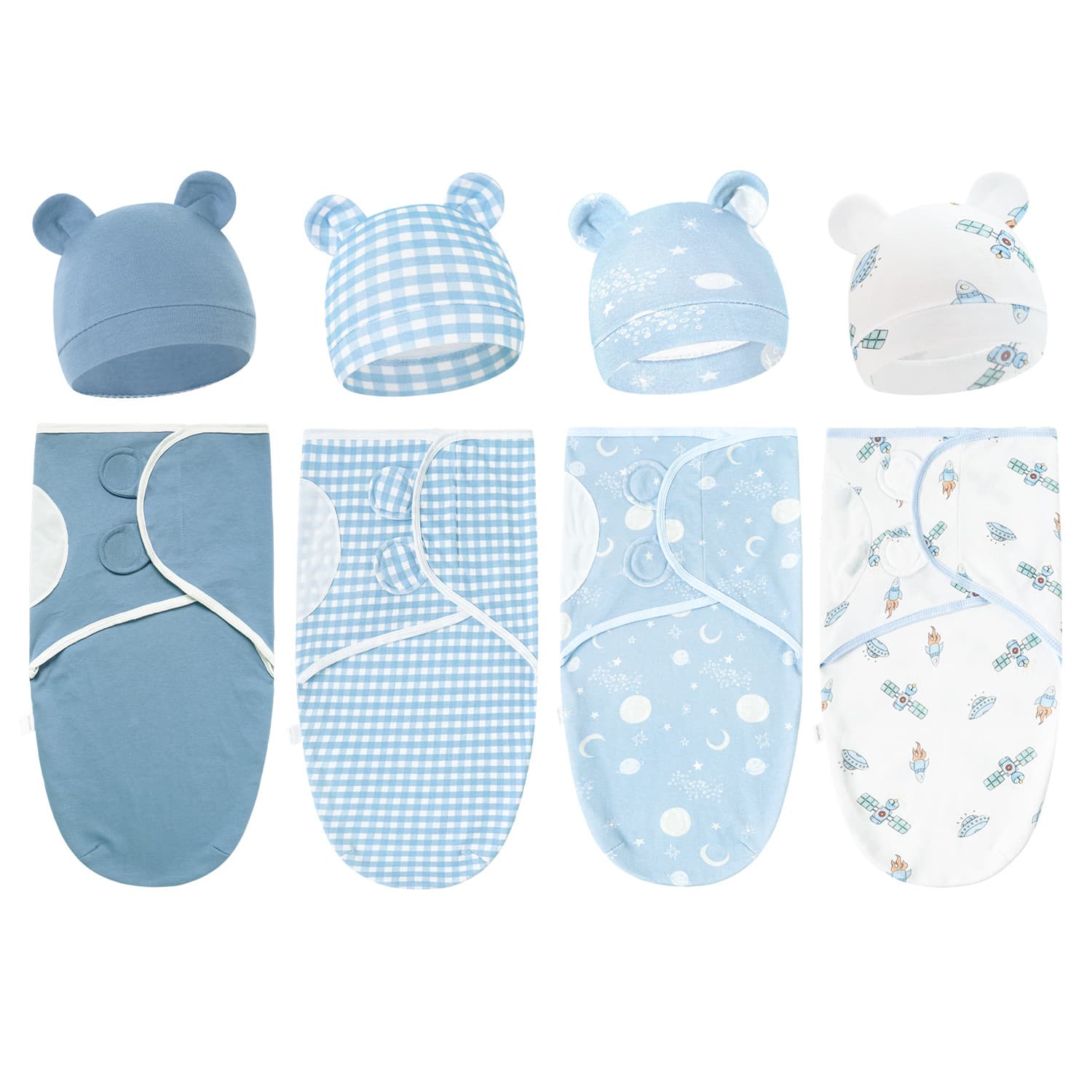 New Cartoon Cross-Border Hot Baby Anti-Kick Swaddle Blanket Newborn Swaddle Wrap Anti-Startle Cotton Mickey Hat Set