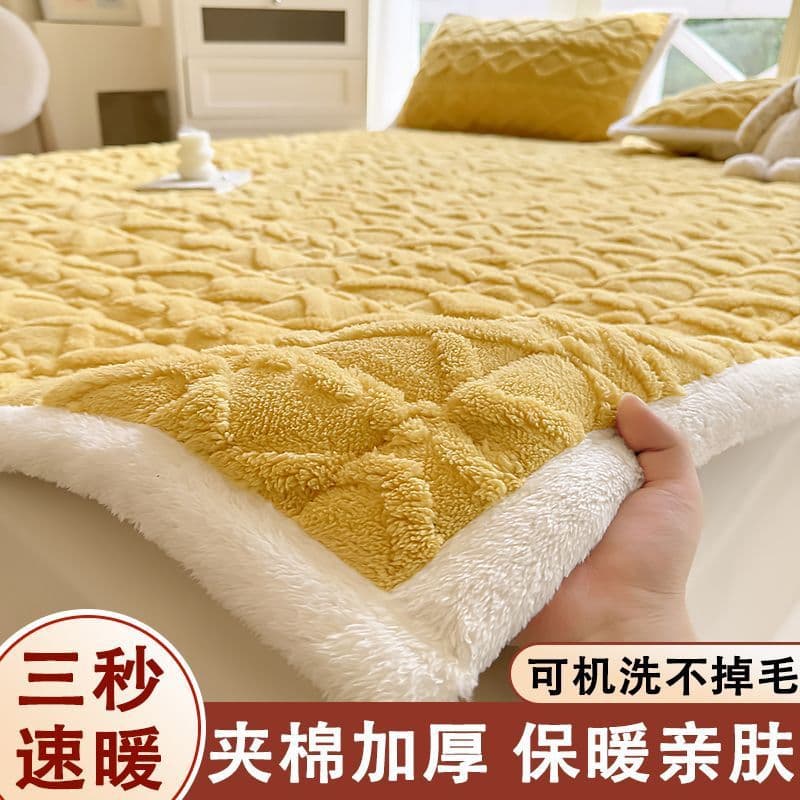 Extra Thick Tafu Plush Mattress Base, Milk Fleece Bed Sheet, Winter Fleece Dorm Mattress Pad, Single Bed Mattress, Double