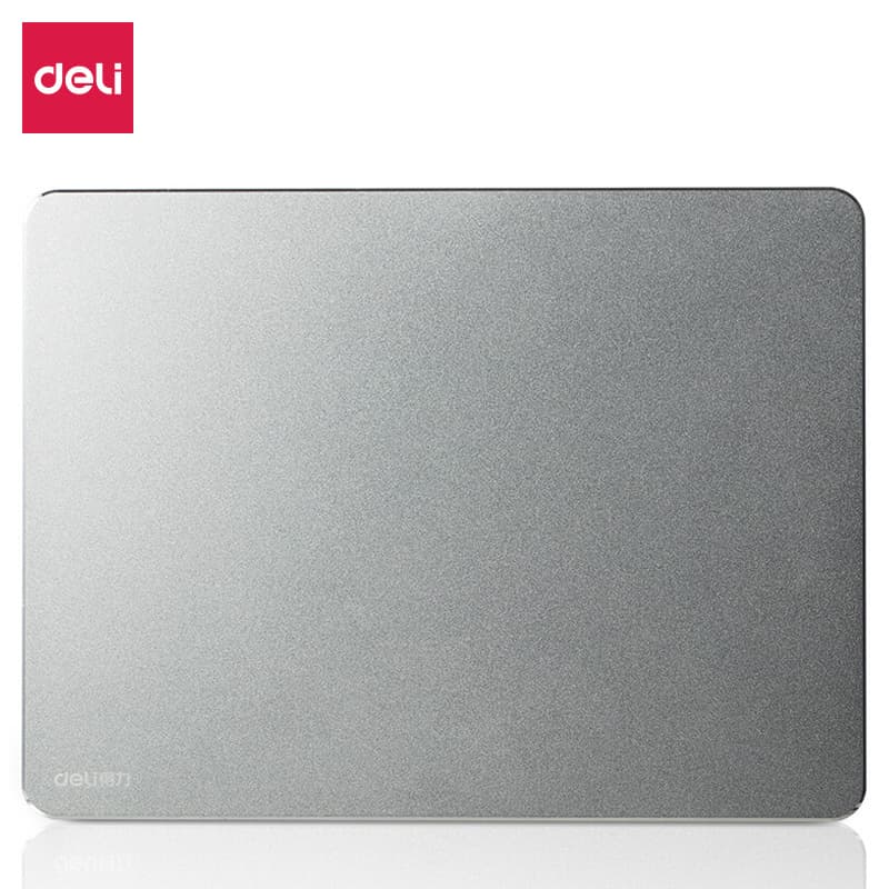 Deli 83000 metal anti-slip mouse pad office gaming aluminum alloy mouse pad 3mm thick silver