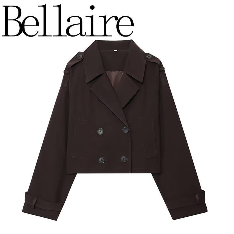 Za Foreign Trade Wholesale European and American Style French Women's Korean Fashion Versatile Trendy Double-Breasted Short Trench Coat Jacket