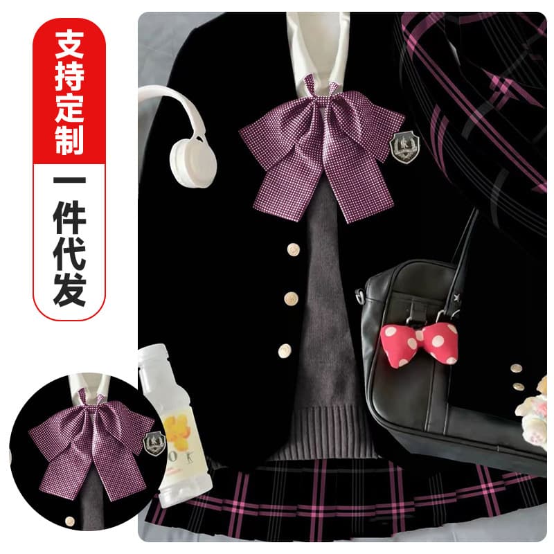 Black Rose Original Spring/Summer JK Pleated Skirt Student A-Line Skirt Black Pink Plaid Mini Skirt