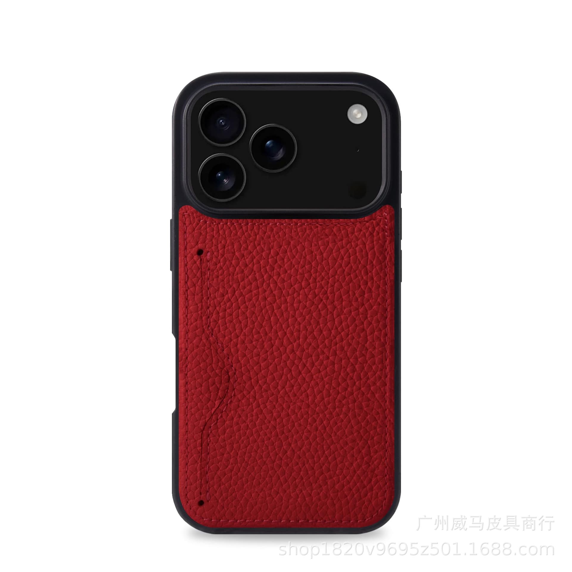 Cross-border Hot Selling Genuine Leather Pebble Grain Phone Case for Men and Women with Card Slot Back Sticker Leather Phone Case