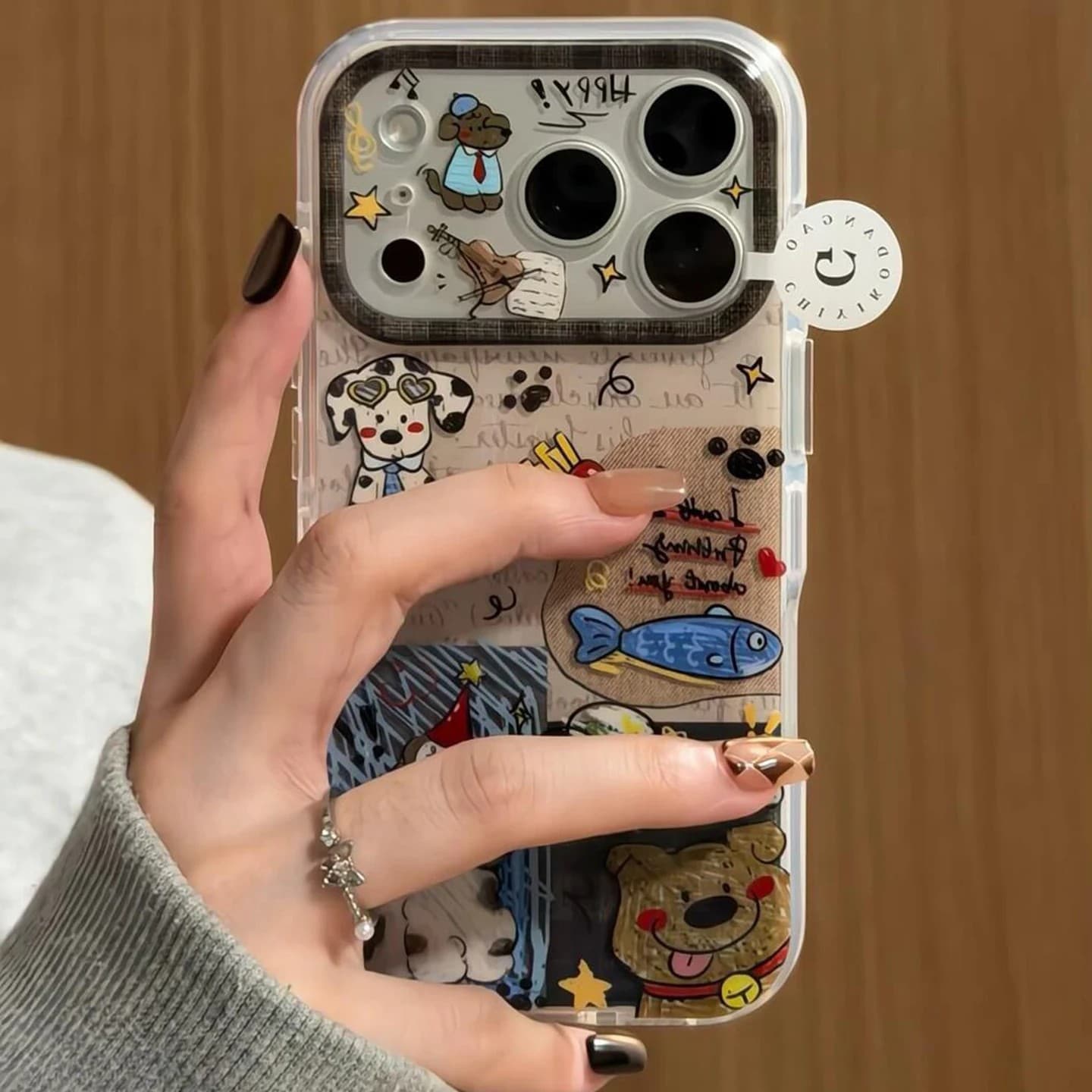 Cute Graffiti Dog Cartoon Compatible with Apple 16 Pro Max Phone Case, iPhone 15 Plus Soft Case, iPhone 14, Fresh Style