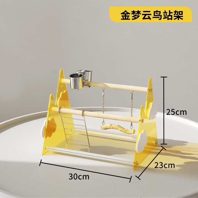 Jinmengyun standing stand with good appearance, small and medium-sized birds drinking water and feeding flushable iron stainless steel lightweight tray