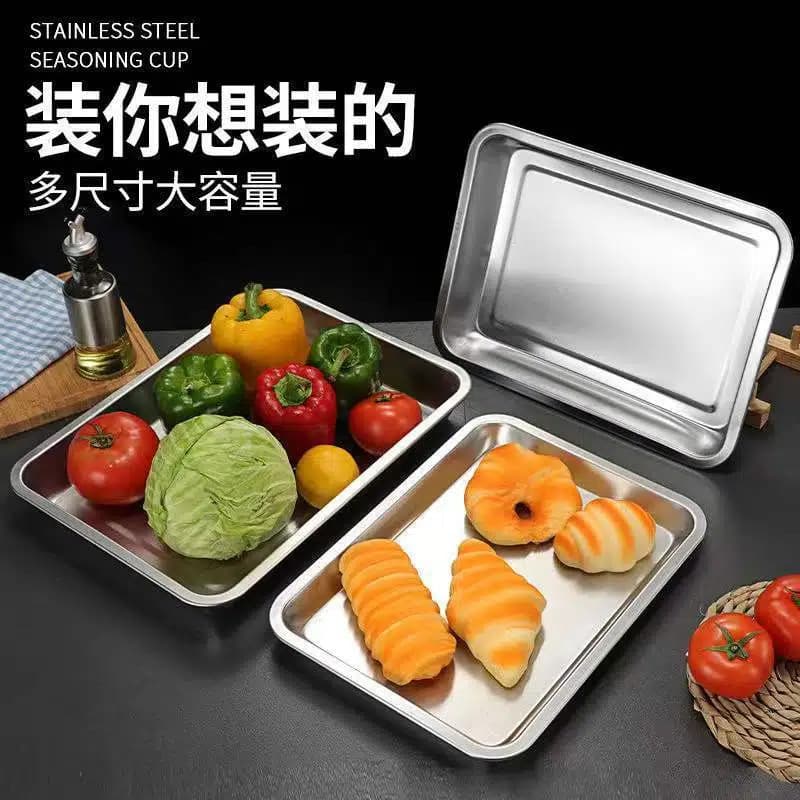 Stainless Steel Rectangular Tray, BBQ Tray, Cafeteria Tray, Fish Roasting Tray, Steamed Rice Tray, Dumpling Tray, Serving Tray