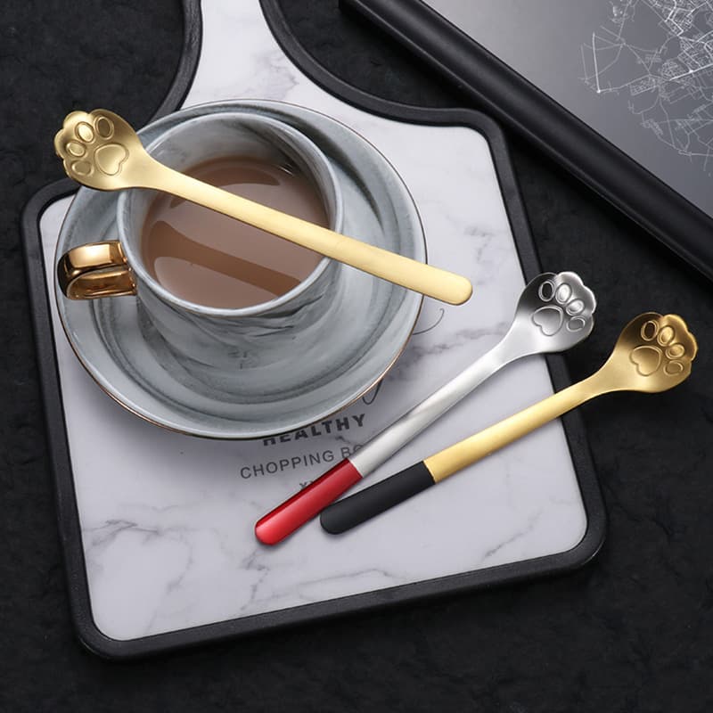 304 Stainless Steel Cat Paw Spoon, Cartoon Spoon, Aesthetically Pleasing Stirring Spoon, Wedding Favor Gift, Popular Glass Cup/Gift Spoon