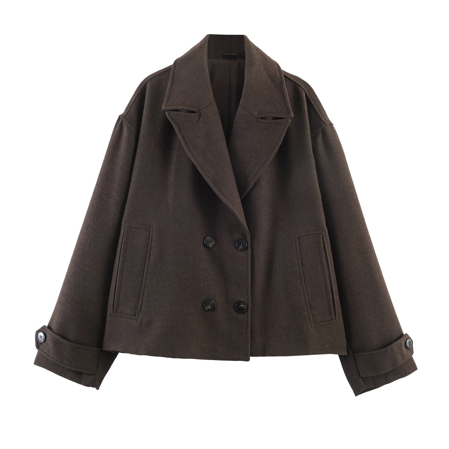 Women's Clothing 2026 Summer New Style Commuter Fashion Lapel Double-Breasted Short Jacket Loose Fit European and American Style