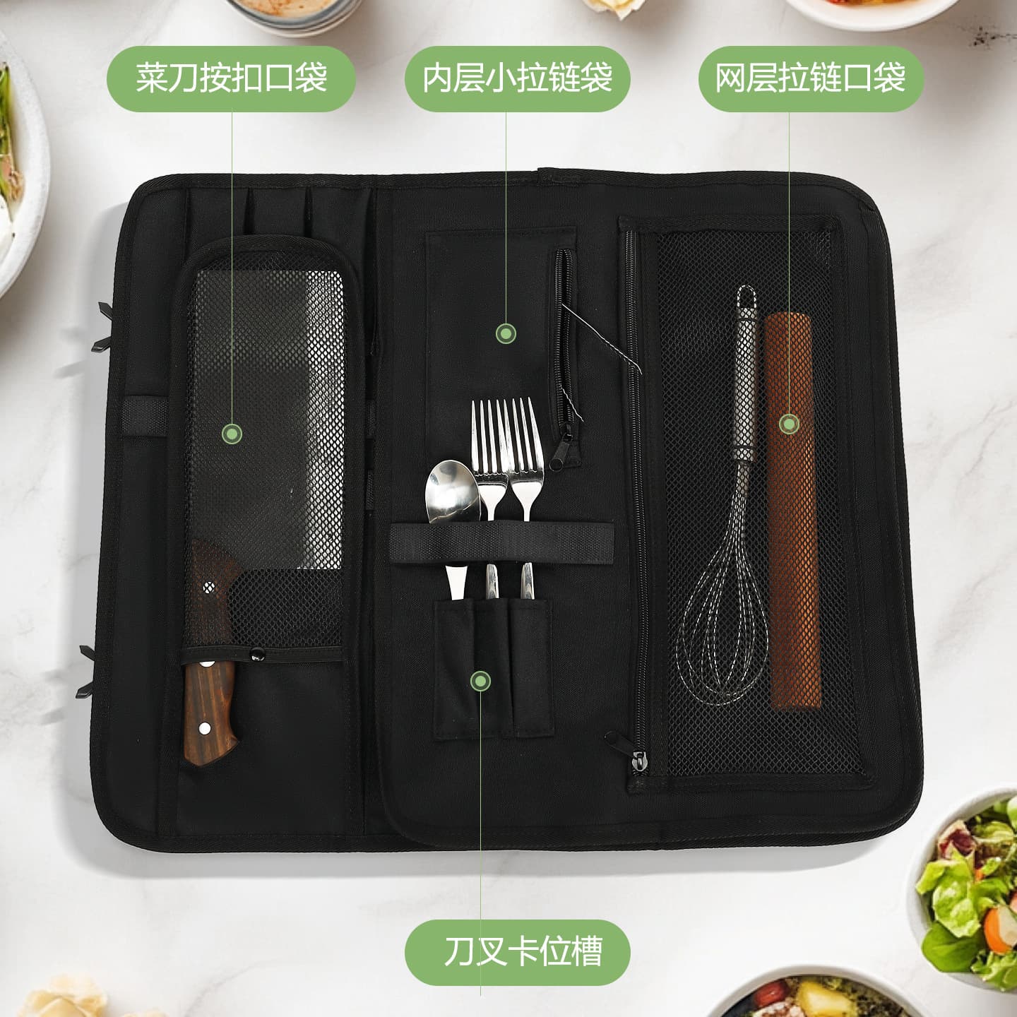Household portable wear-resistant and dirt-resistant outdoor kitchen knife bag portable diagonal camping kitchen knife tool bag camping picnic bag