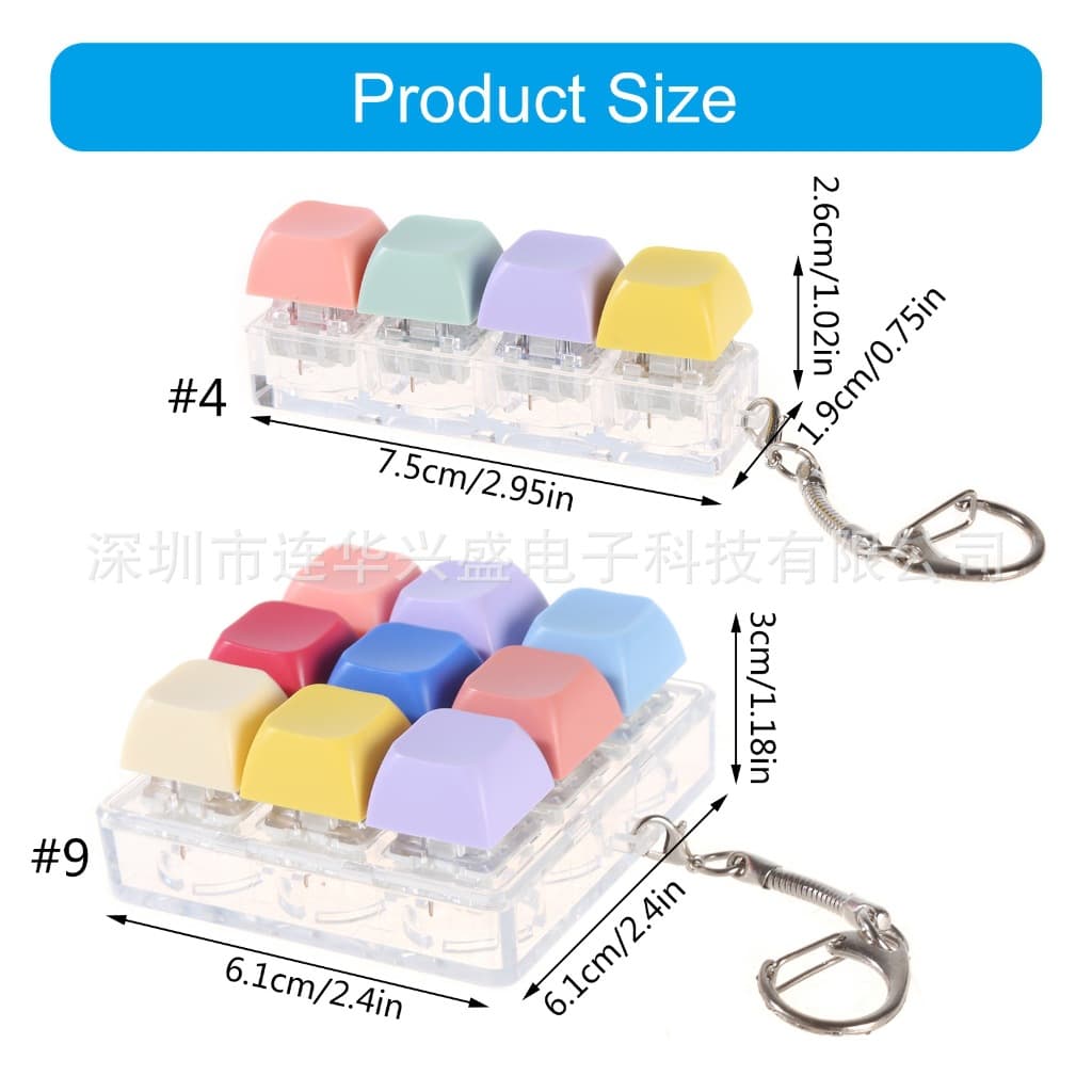 4-key, 9-key, multi-key combination keycap recessed switch tester, decompression artifact keychain