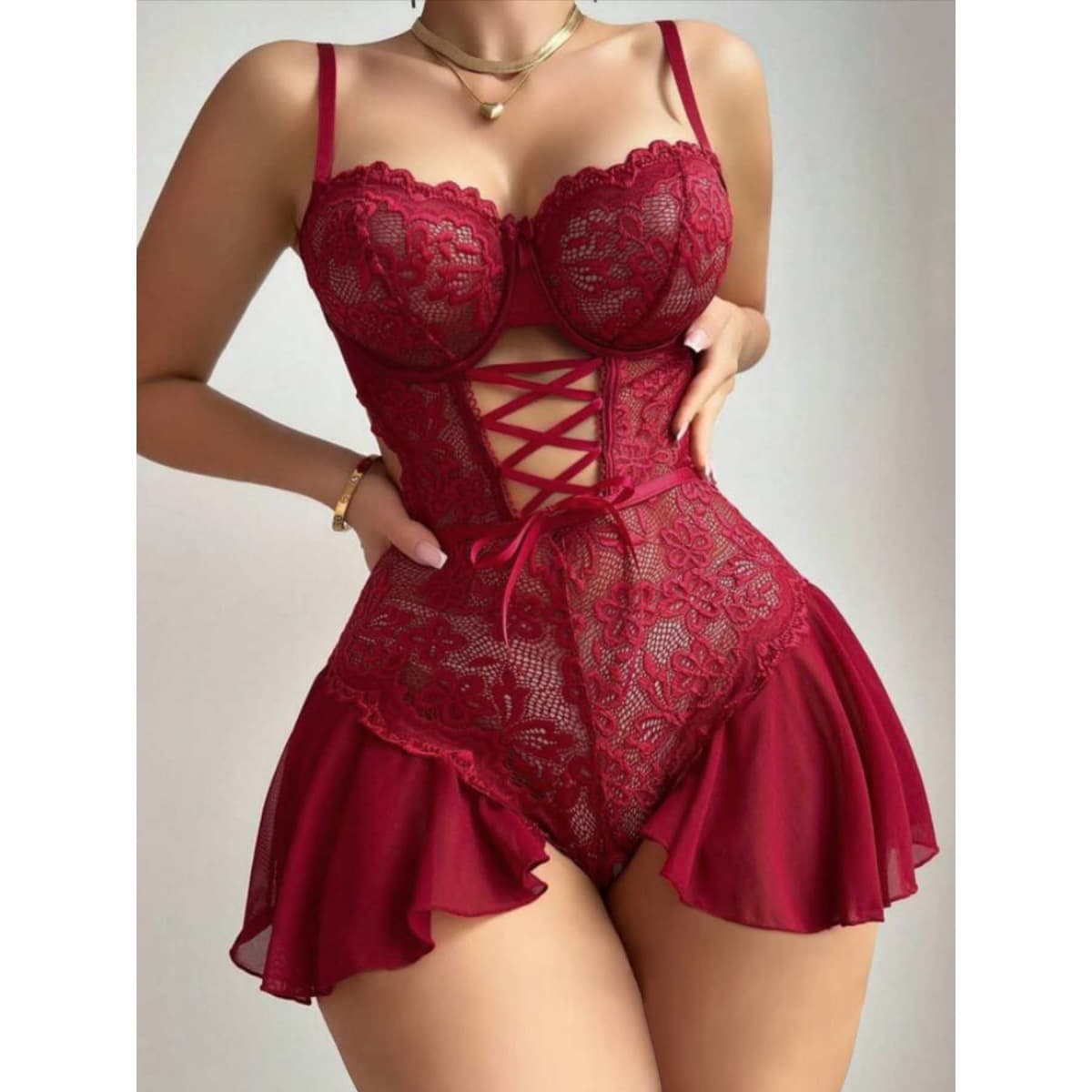 Sexy Lingerie Mesh Sheer Nightgown Passion Lace Camisole Sleepwear
