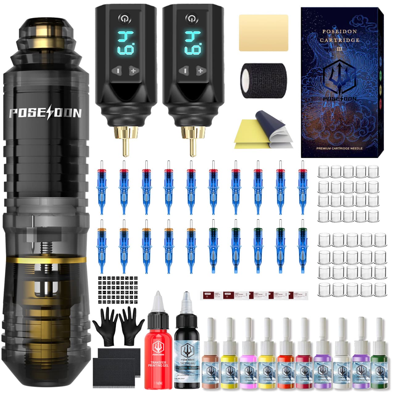 Cross-border Bestseller Poseidon Wireless Tattoo Kit, Tattoo Pen Set, Tattoo Machine All-in-One, Tattoo Tool