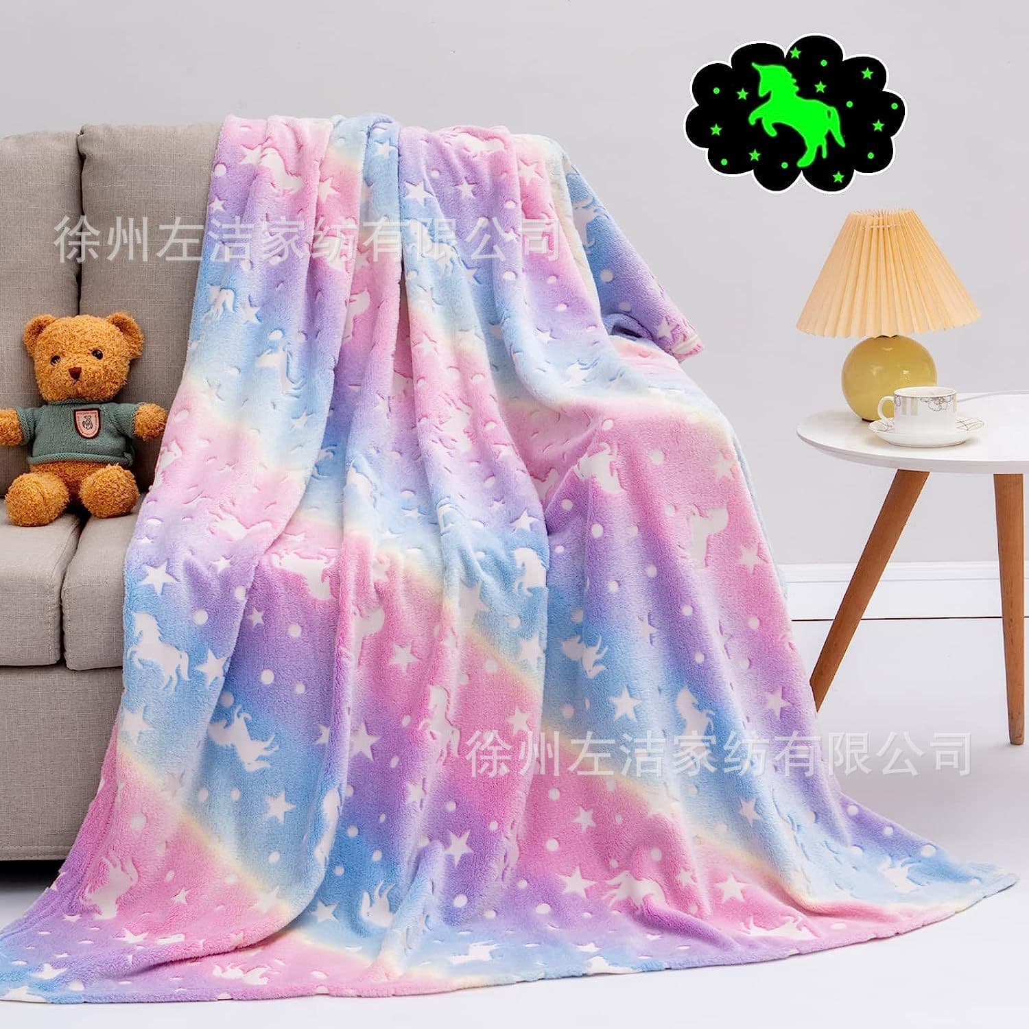 Unicorn Girl Personalized Unicorn Blanket Night Light Children Toddler Birthday Gift Lightweight Rainbow Baby Boy Blanket
