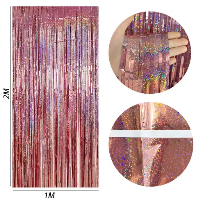 Laser Rain Curtain Thickened Rain Curtain Door Curtain Wedding Birthday Scene Decoration Background Curtain Party Decor Cross-Border Wholesale