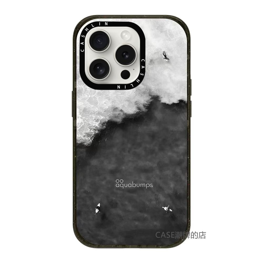 Black and white sea beach 16Pro suitable for iPhone15ProMax Apple 14Pro internet celebrity niche art