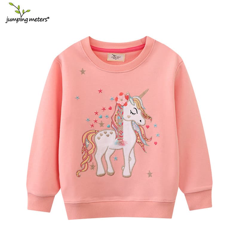 Cross-border Supply Autumn New Girls Hoodie European and American Style Cartoon Embroidery Toddler and Children Hoodie Cute Unicorn