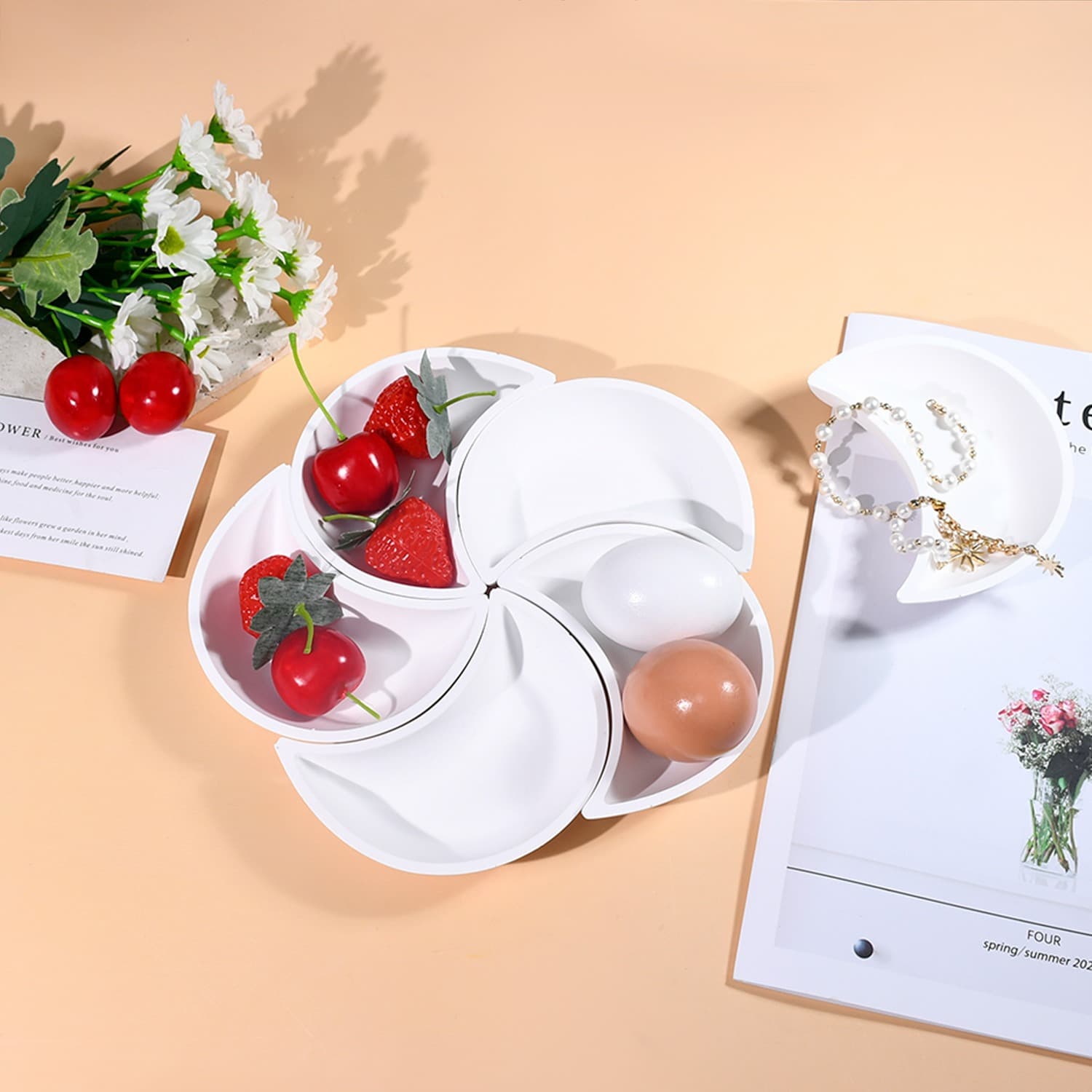 Deyi Activity DIY Resin Mold Creative Mirror Moon Puzzle Plate Fruit Plate Storage Tray Silicone Mold