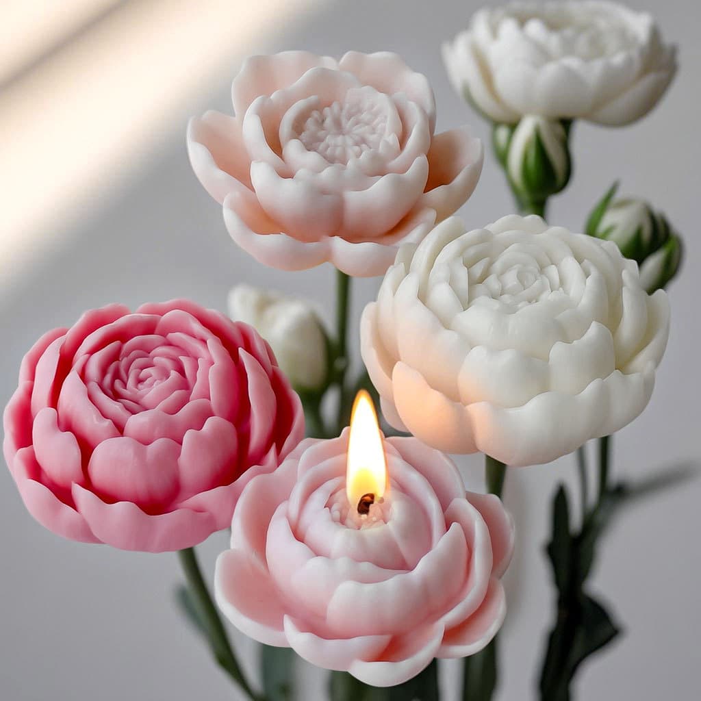 Jiahui Mei Peony Scented Candle Silicone Mold DIY 3D Flower Handmade Soap Scented Ornaments Grinding Tool