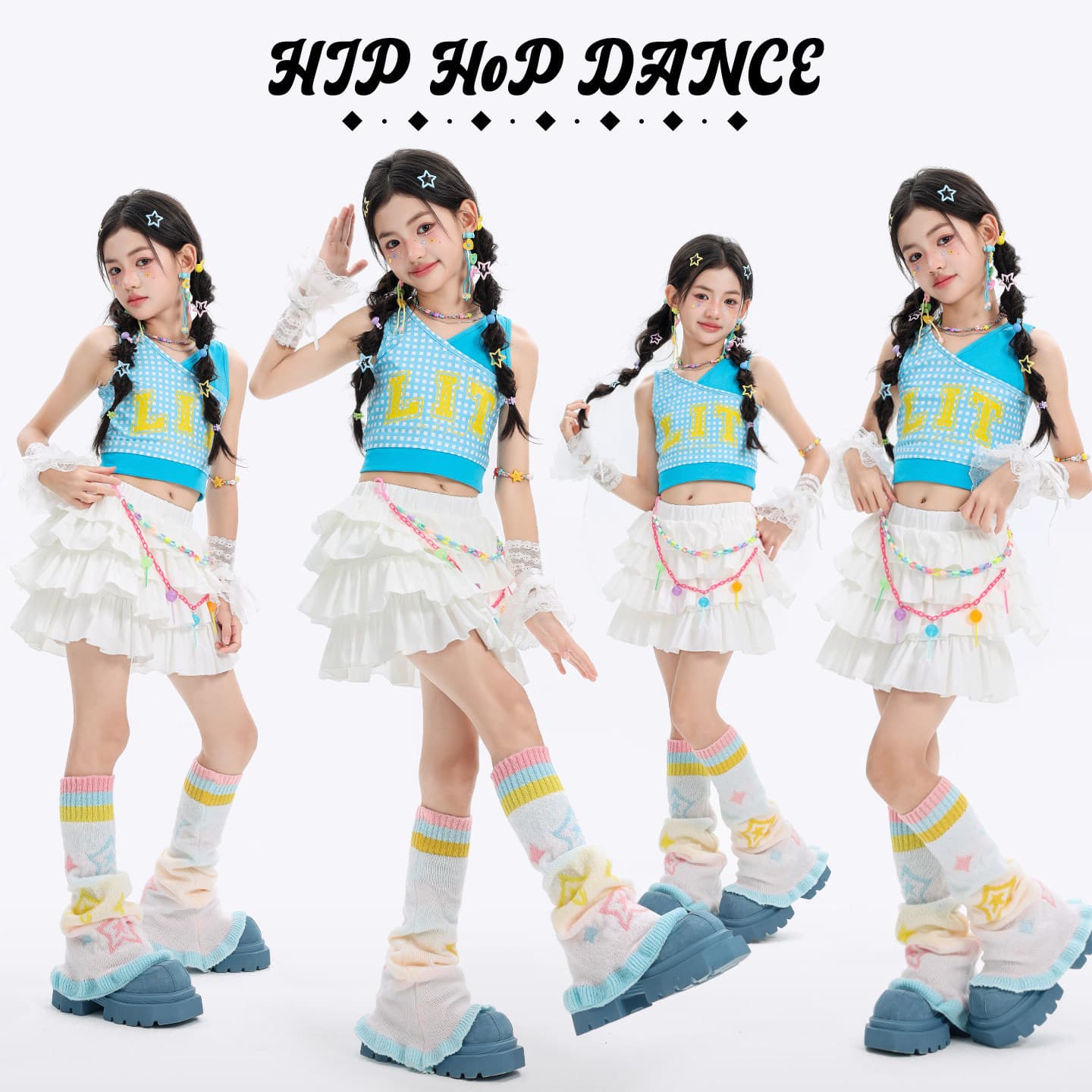 Girls Jazz Dance Costume Hip Hop Girl Jazz Stage Girl Group Trendy Cool Kids Fashion Street Performance Outfit
