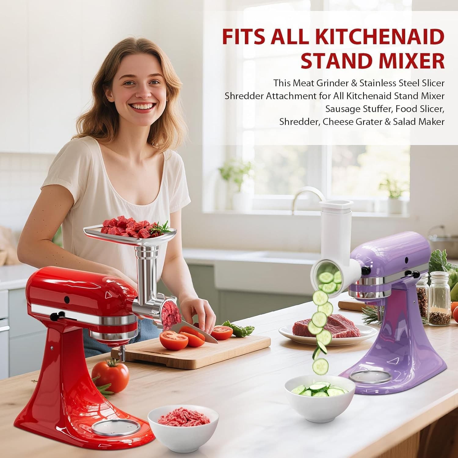 21-Piece KitchenAid Stand Mixer Meat Grinder and Shredder Attachment