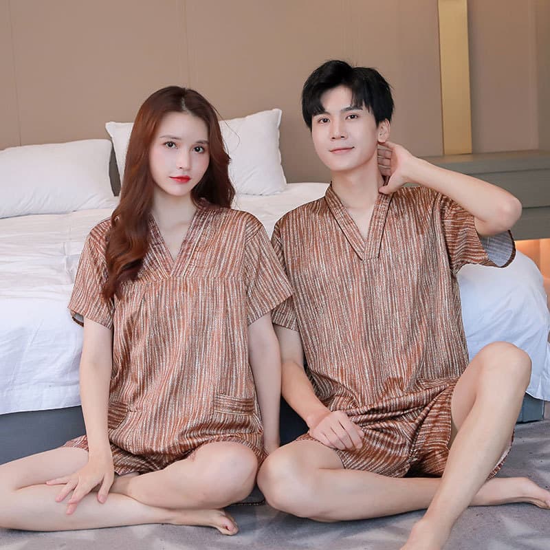 New Cotton Couples Homewear Bathrobe Pajamas Sauna Suit Korean Beauty Suit Factory Wholesale